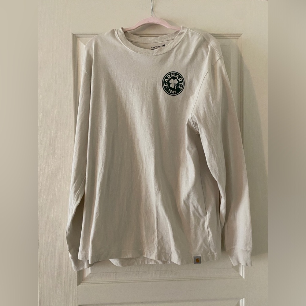Men’s Carharrt long sleeved T-shirt, light tan, size M loose fit (like large)